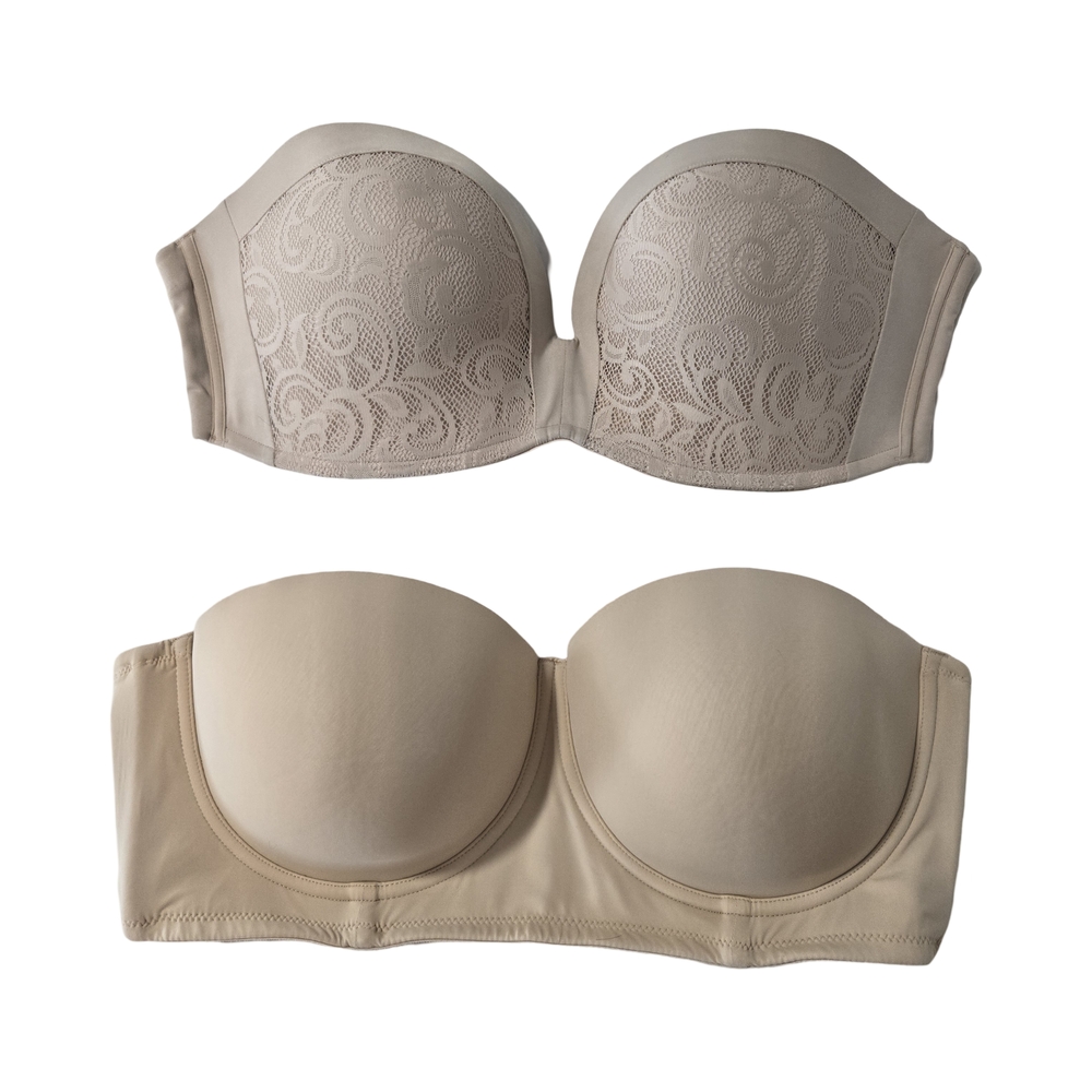 Elegant Beige Strapless Bra Set
